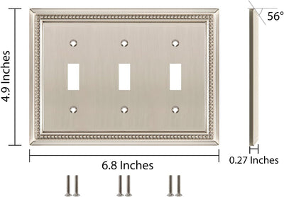 Harmon Satin Nickel Triple Toggle Decorative Switchplate Cover