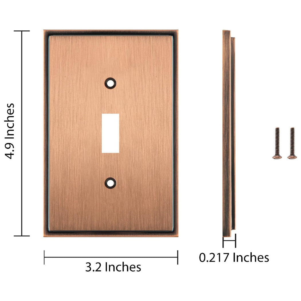 Harmon Antique Copper Single Toggle Soft Modern Switchplate Cover