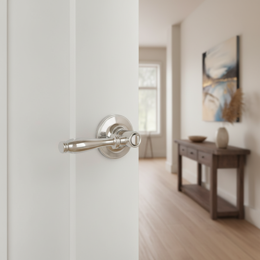 Villa Privacy Door Lever, Polished Chrome