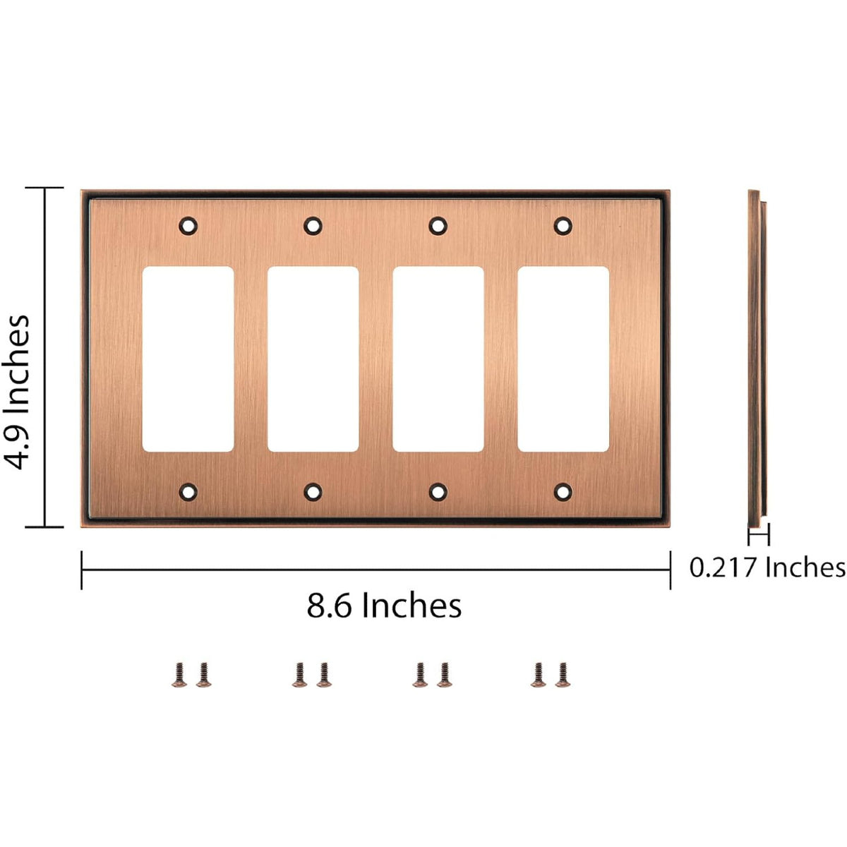 Harmon Antique Copper Quad Decora Soft Modern Switchplate Cover