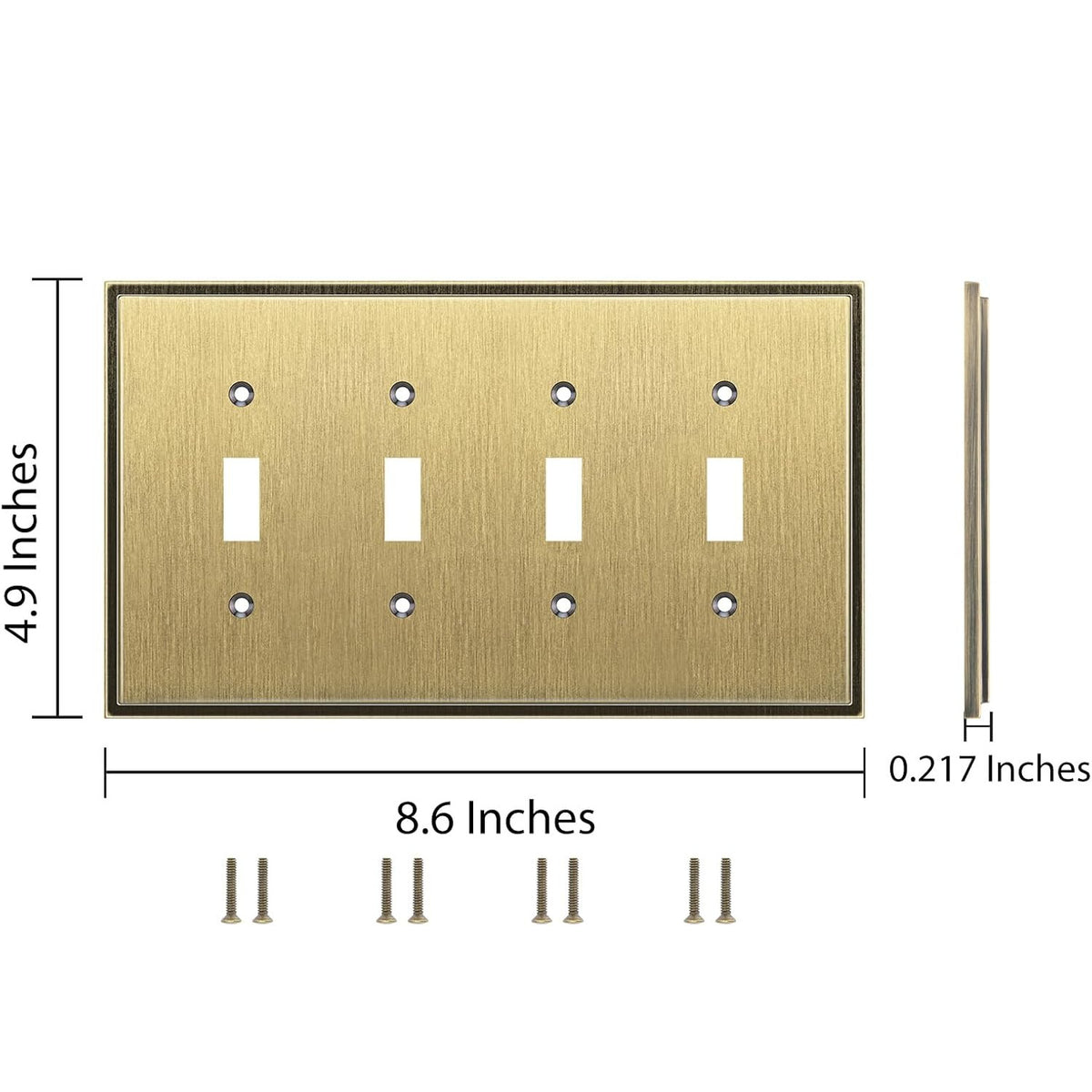 Harmon Antique Brass Quad Toggle Soft Modern Switchplate Cover