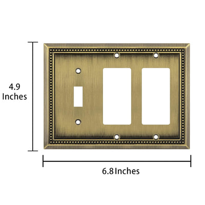 Harmon Antique Brass Single Toggle / Double Decora Decorative Switchplate Cover