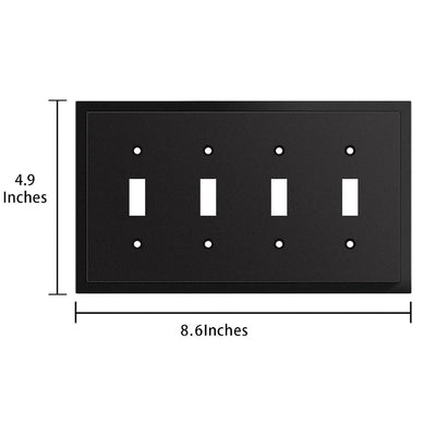 Harmon Matte Black Quad Toggle Modern Edge Switchplate Cover