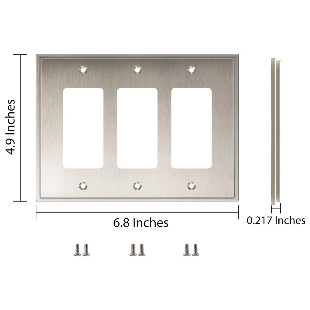 Harmon Satin Nickel Triple Decora Soft Modern Switchplate Cover