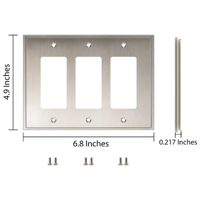Harmon Satin Nickel Triple Decora Soft Modern Switchplate Cover