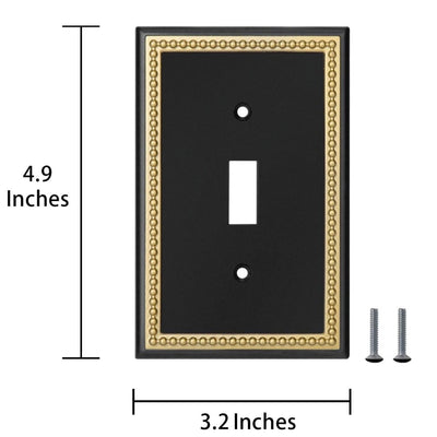 Harmon Black and Brushed Gold Single Toggle Decorative Switchplate Cover