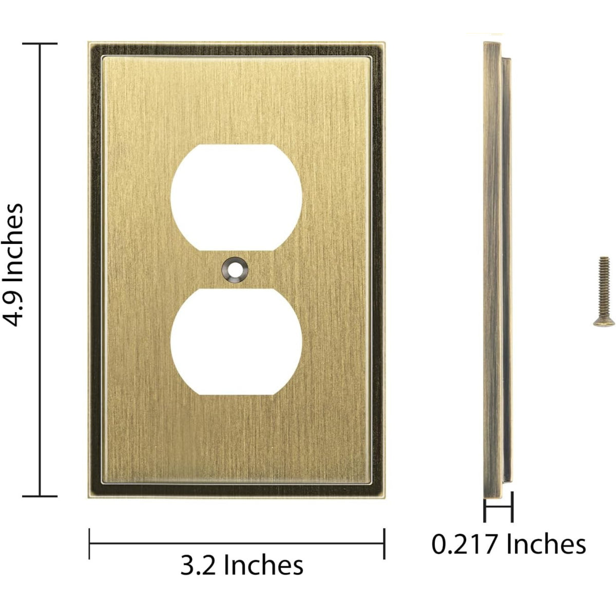 Harmon Antique Brass Single Duplex Soft Modern Outlet Cover