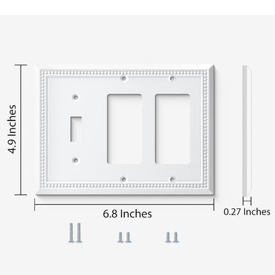 Harmon White Single Toggle / Double Decora Decorative Switchplate Cover