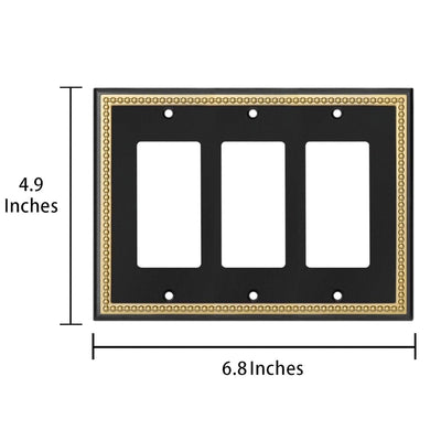 Harmon Black and Brushed Gold Triple Decora Decorative Switchplate Cover