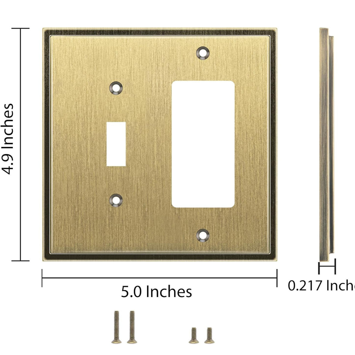 Harmon Antique Brass Single Toggle / Single Decora Soft Modern Switchplate Cover