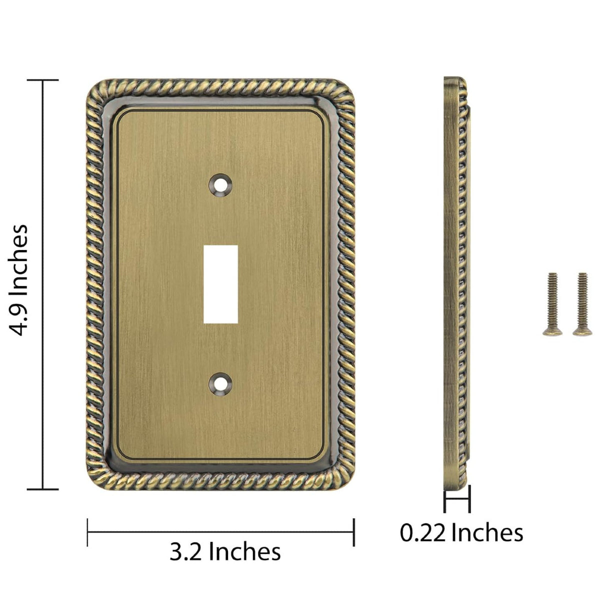 Harmon Antique Brass Single Toggle Rope Edge Switchplate Cover