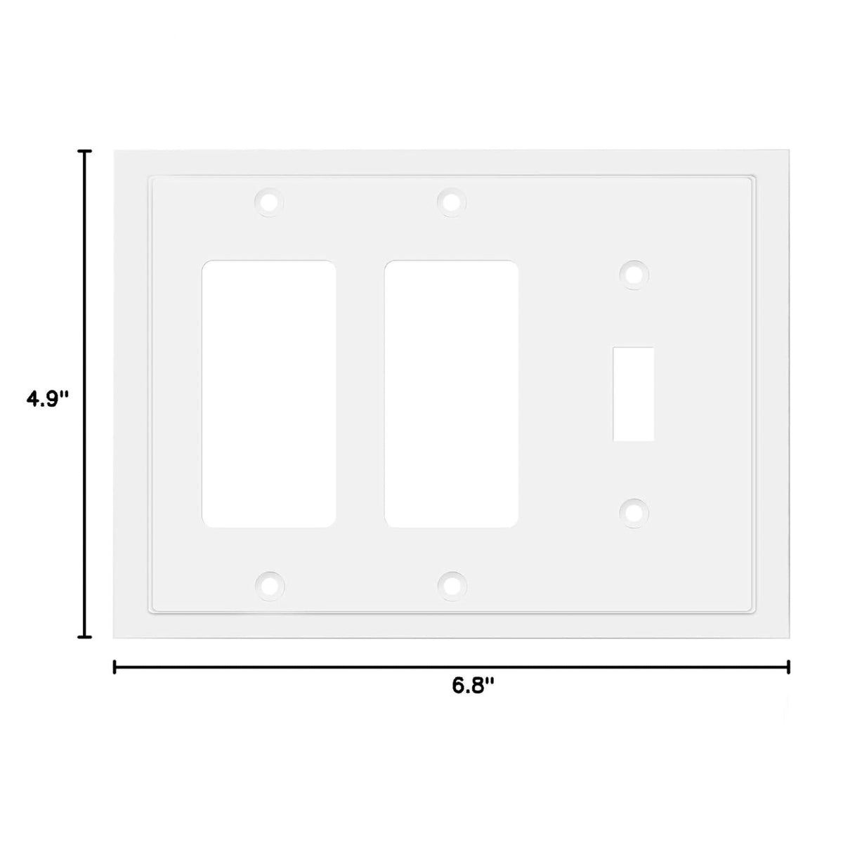 Harmon White Single Toggle / Double Decora Modern Edge Switchplate Cover