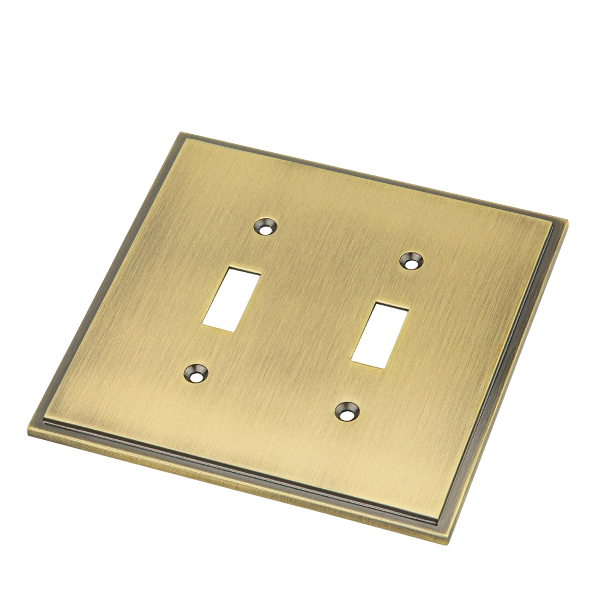 Harmon Antique Brass Double Toggle Soft Modern Switchplate Cover