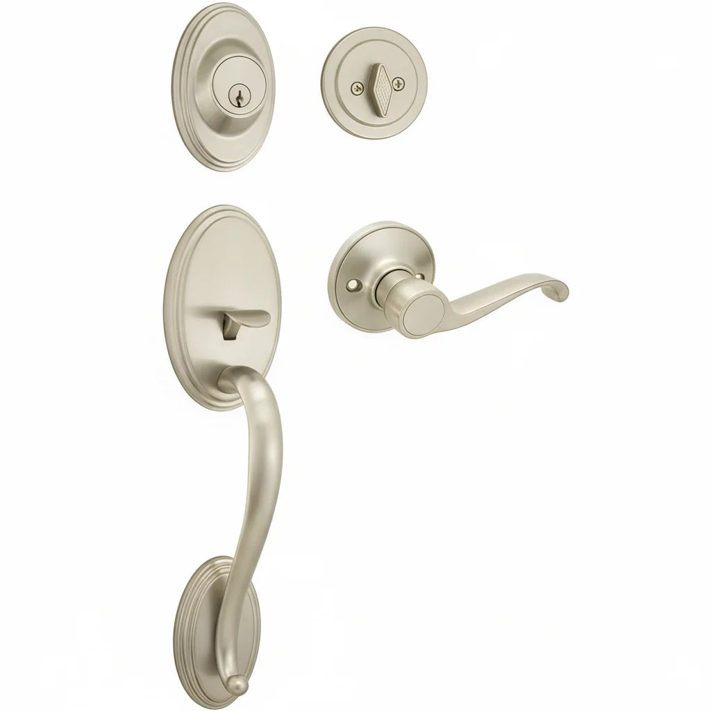 Cosmas 300 Series Satin Nickel Handleset with 50 Series Interior