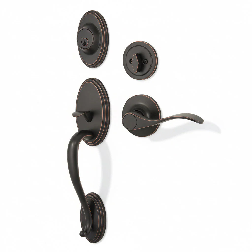 Cosmas 300 Series Oil Rubbed Bronze Handleset with 80 Series Interior