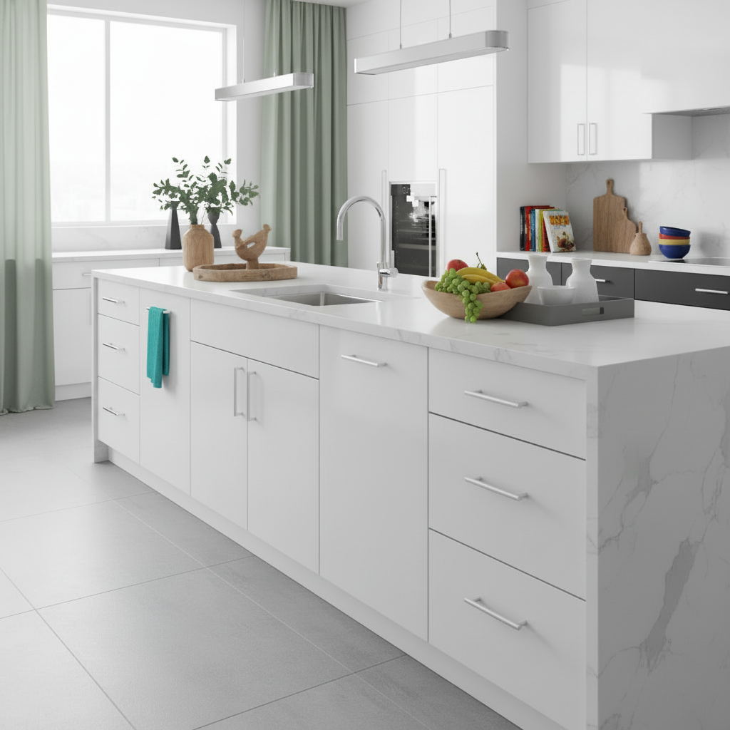 Close-up of a black cabinet with a silver handle