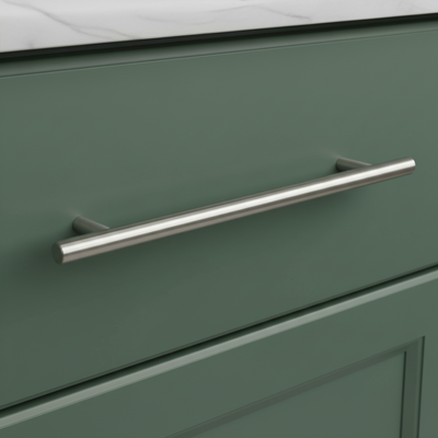 Green cabinet with a silver handle