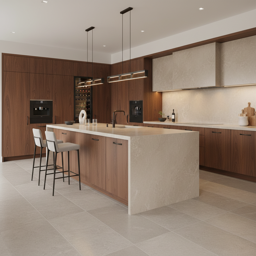 Black cabinet handle on a white cabinet door