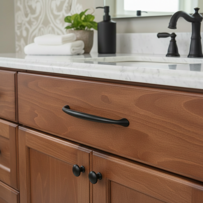 Cosmas 323-128FB Flat Black Arch Cabinet Pull