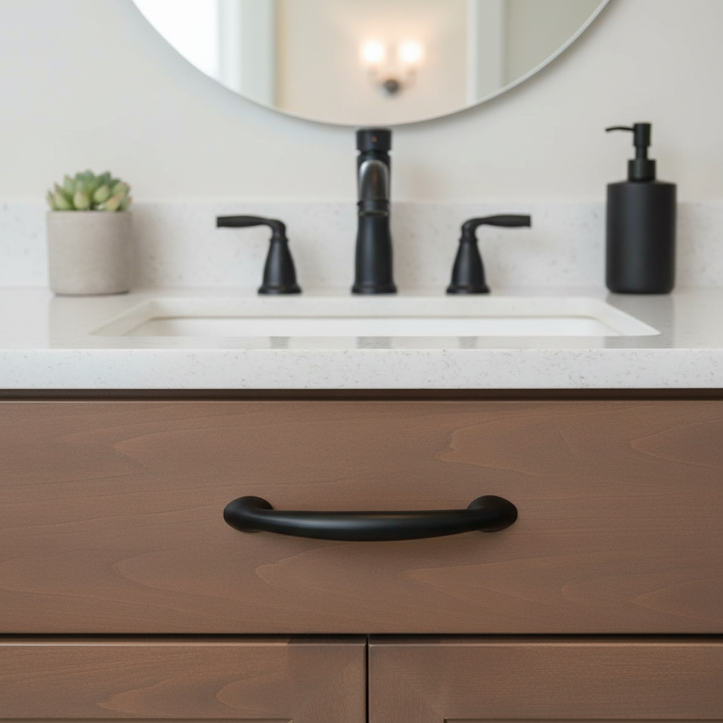 Cosmas 323-64FB Flat Black Arch Cabinet Pull