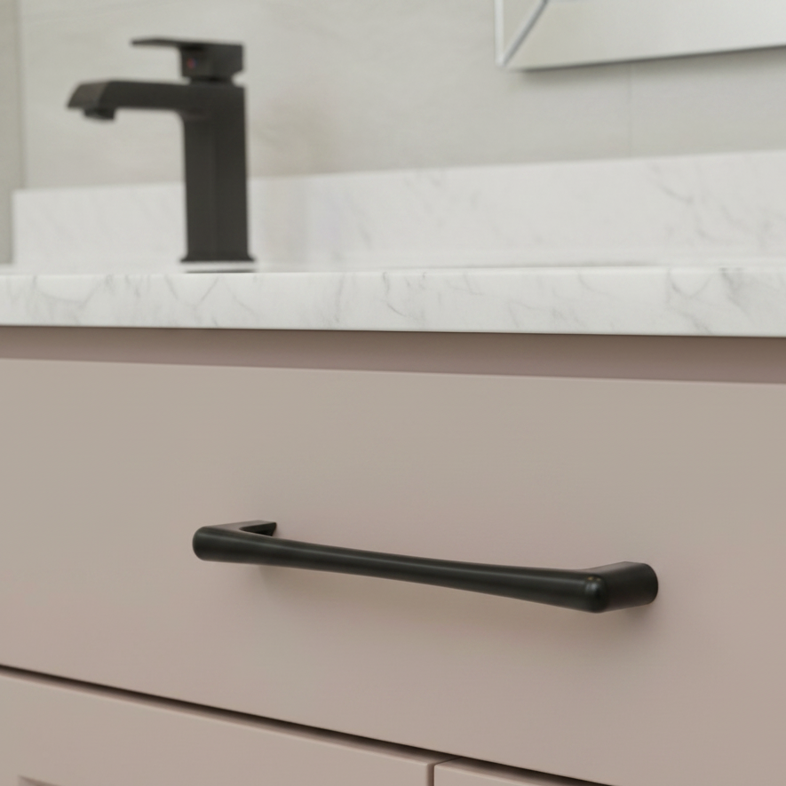 Cosmas 3304-160FB Flat Black Modern Contemporary Cabinet Pull