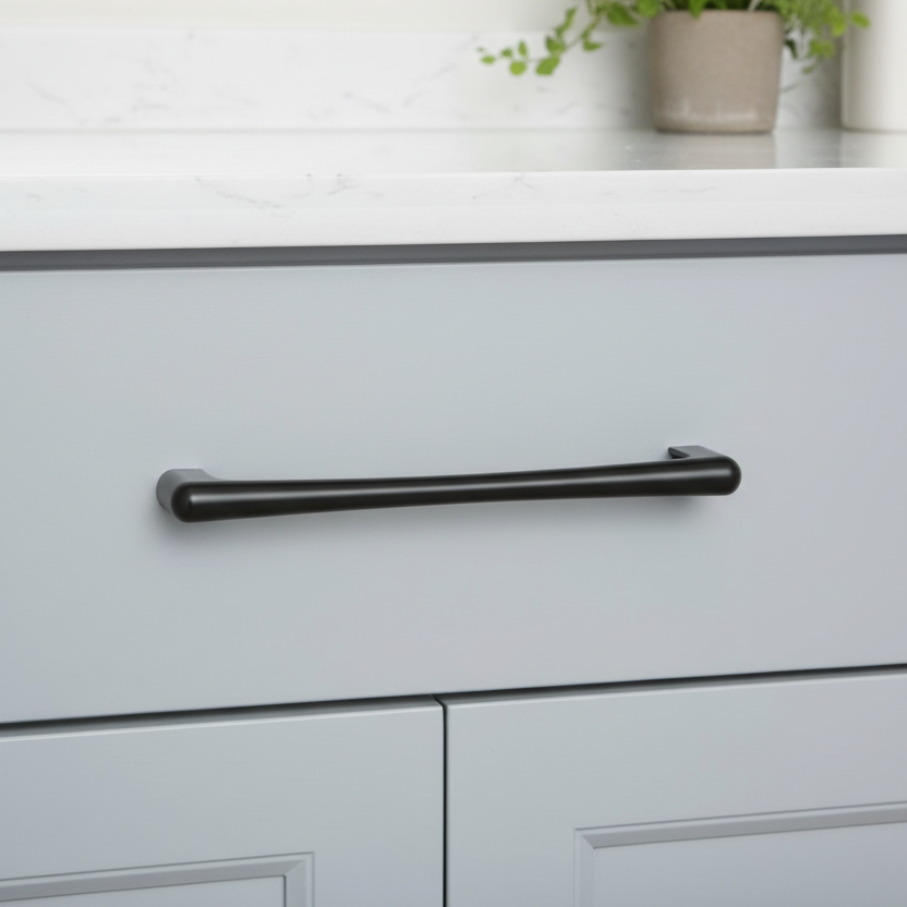 Cosmas 3304-128FB Flat Black Modern Contemporary Cabinet Pull