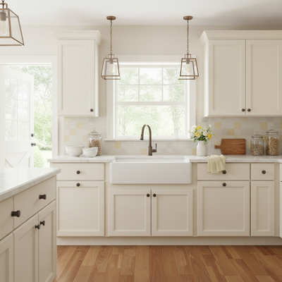 finger knob on top of white cabinet 