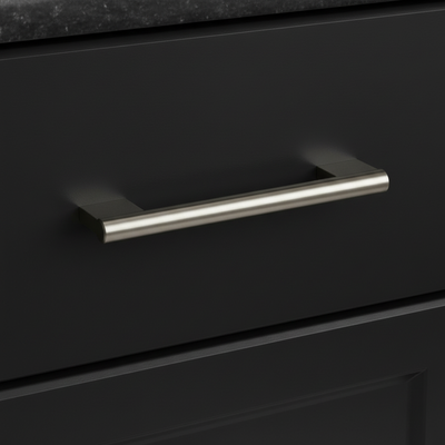 Black drawer with a silver handle