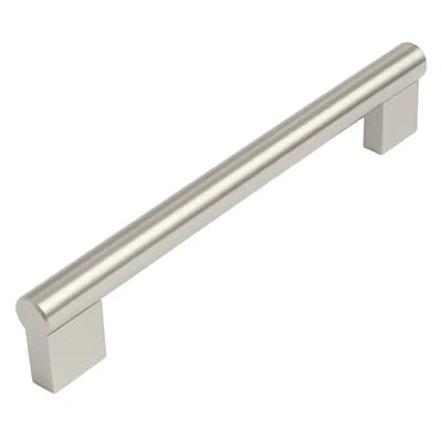 Satin nickel contemporary style bar pull, 160 mm center-to-center