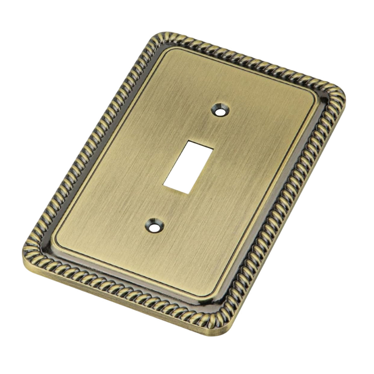 Harmon Antique Brass Single Toggle Rope Edge Switchplate Cover