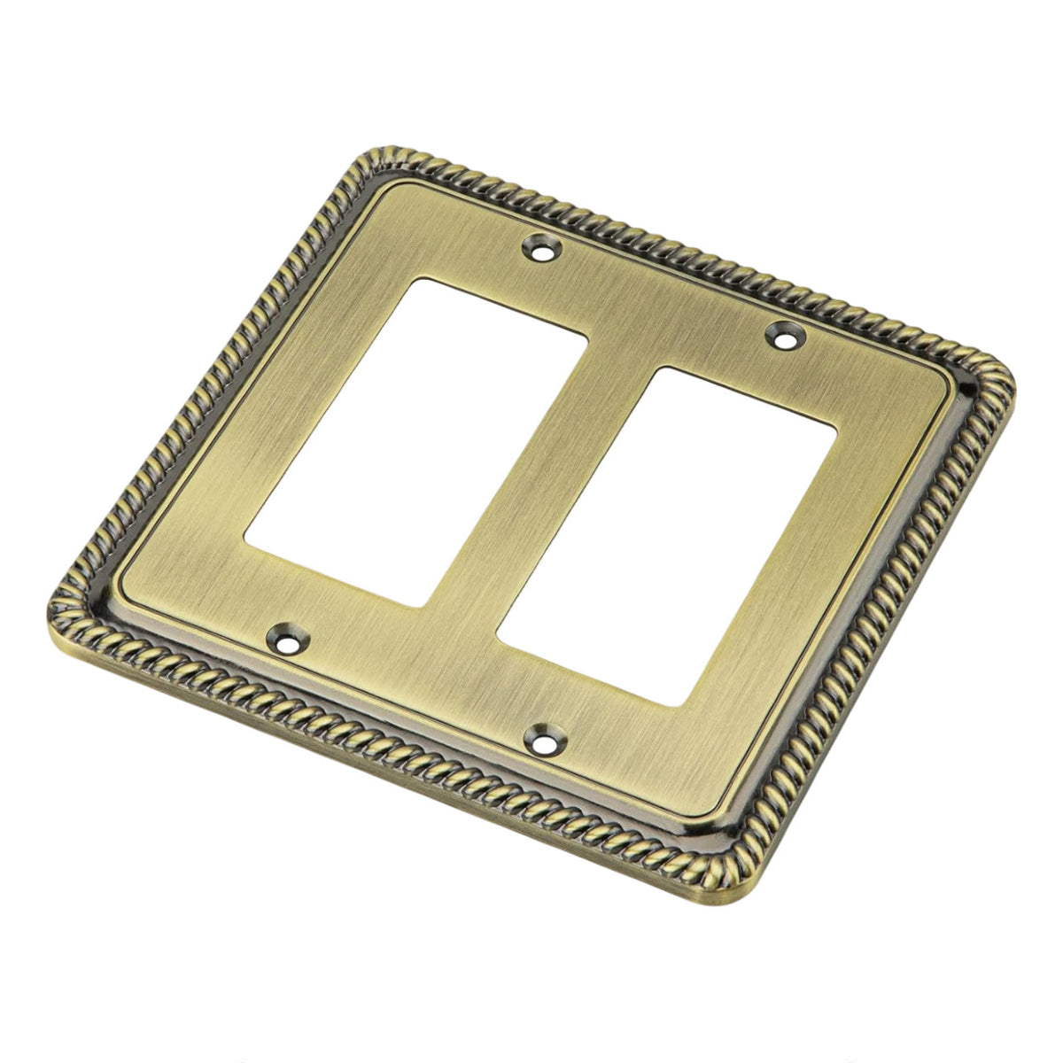 Harmon Antique Brass Double Decora Rope Edge Switchplate Cover