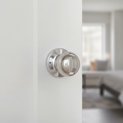 Bedford Passage Door Knob, Polished Chrome