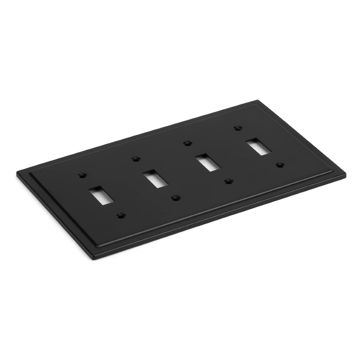 Harmon Matte Black Quad Toggle Modern Edge Switchplate Cover
