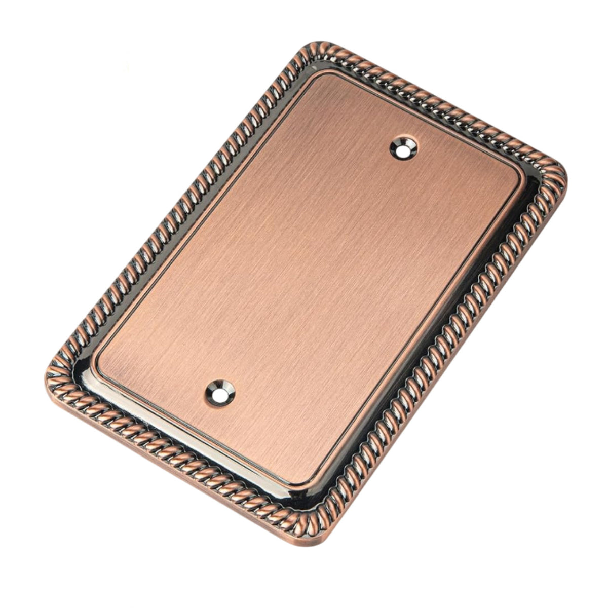 Harmon Antique Copper Single Blank Rope Edge Switchplate Cover
