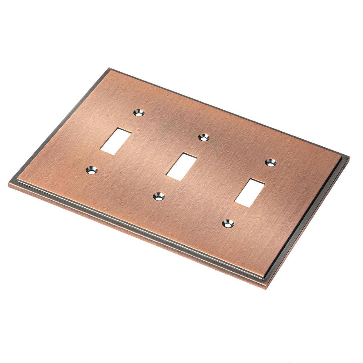 Harmon Antique Copper Triple Toggle Soft Modern Switchplate Cover