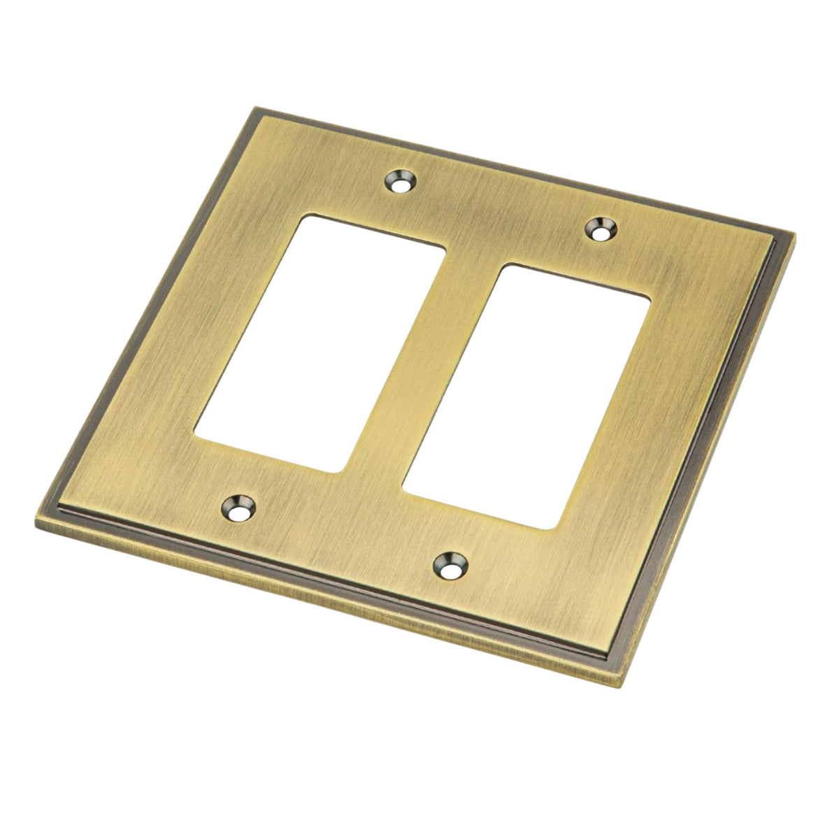 Harmon Antique Brass Double Decora Soft Modern Switchplate Cover