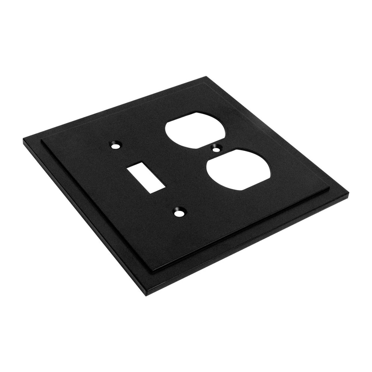 Harmon Matte Black Single Toggle / Single Duplex Modern Edge Switchplate Cover