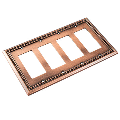 Harmon Antique Copper Quad Decora Decorative Switchplate Cover