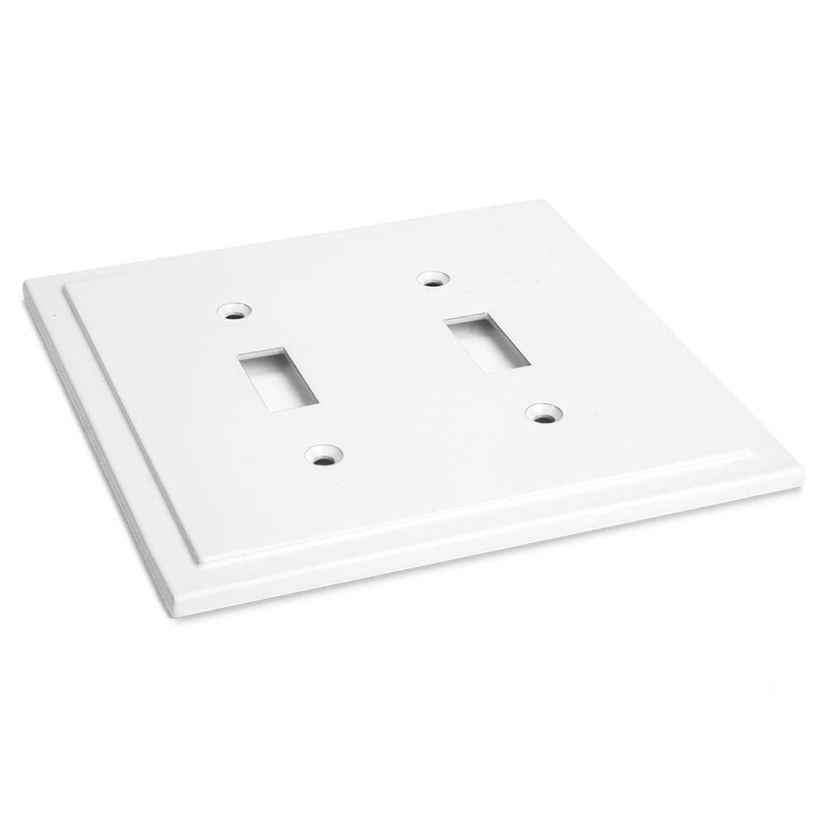 Harmon White Double Toggle Modern Edge Switchplate Cover