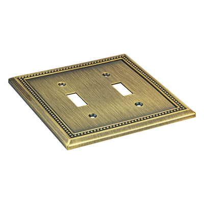 Harmon Antique Brass Double Toggle Decorative Switchplate Cover