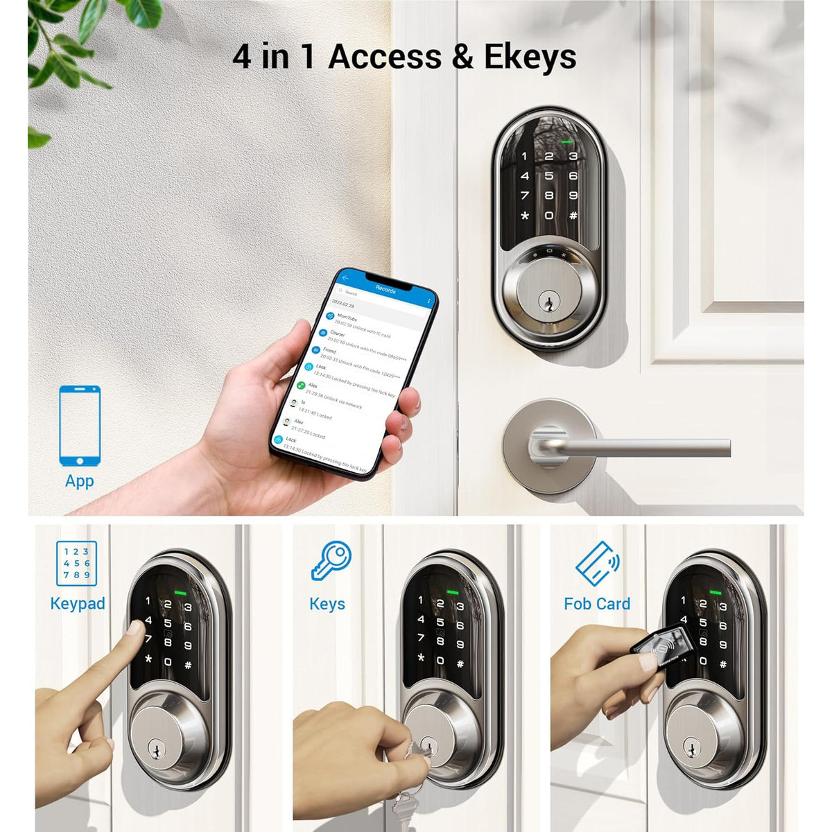 Keyless Entry RZ06 Satin Nickel Keypad Smart Deadbolt