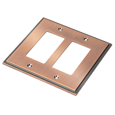 Harmon Antique Copper Double Decora Soft Modern Switchplate Cover