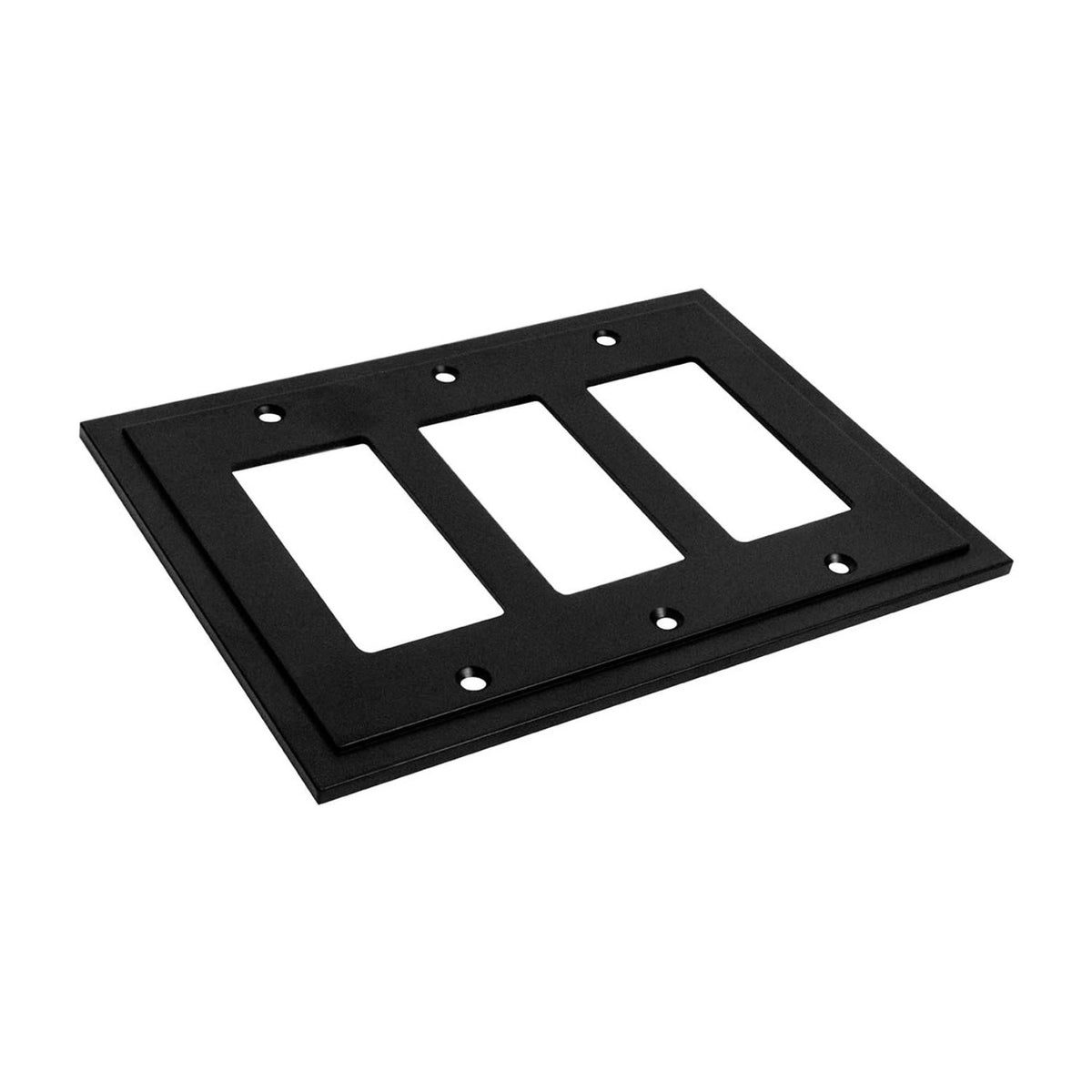 Harmon Matte Black Triple Decora Modern Edge Switchplate Cover