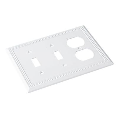 Harmon White Double Toggle / Single Duplex Decorative Switchplate Cover