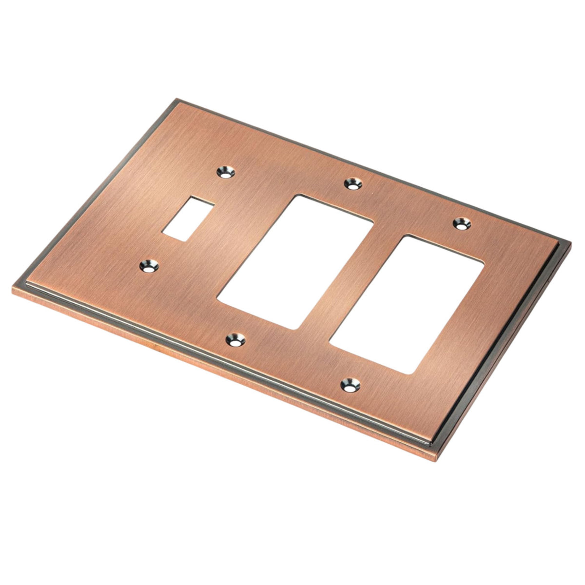 Harmon Antique Copper Single Toggle / Double Decora Soft Modern Switchplate Cover