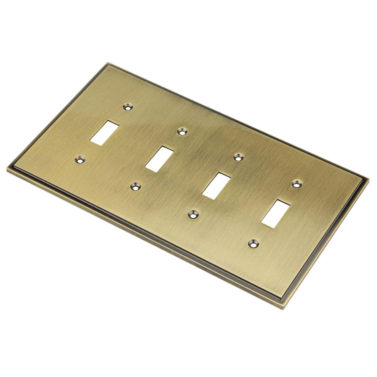 Harmon Antique Brass Quad Toggle Soft Modern Switchplate Cover