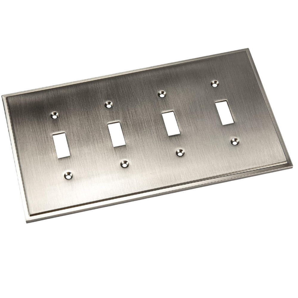 Harmon Satin Nickel Quad Toggle Soft Modern Switchplate Cover