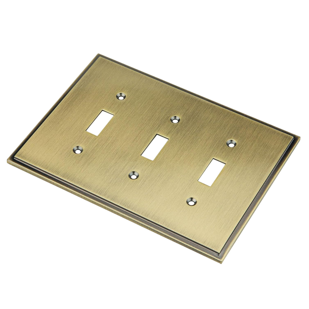 Harmon Antique Brass Triple Toggle Soft Modern Switchplate Cover