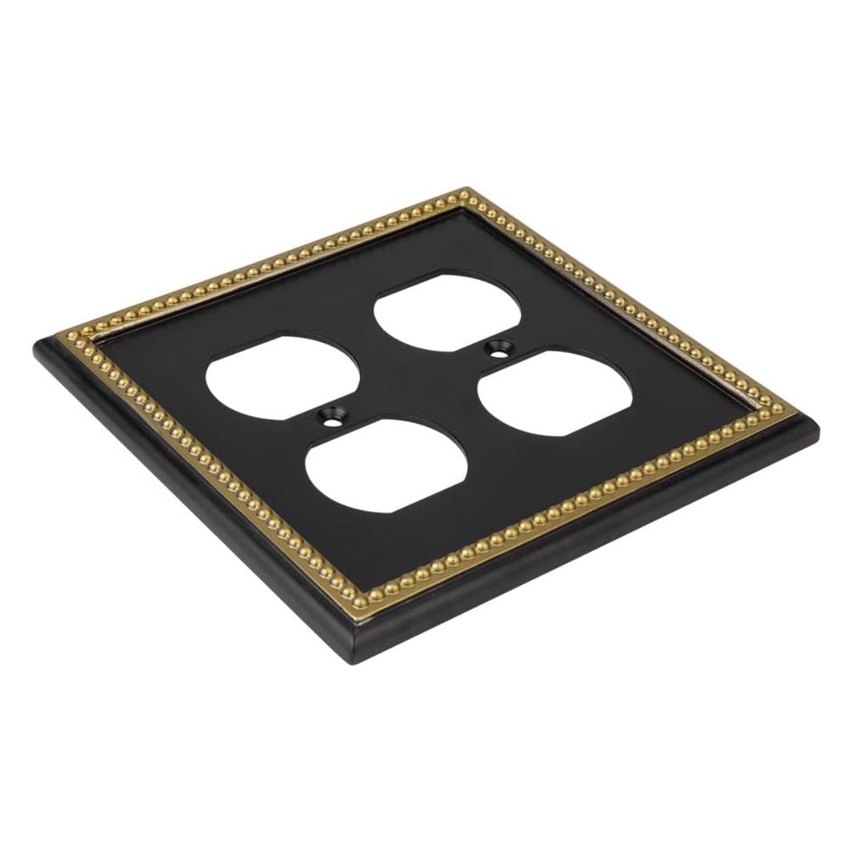 Harmon Black and Brushed Gold Double Duplex Decorative Outlet Cover