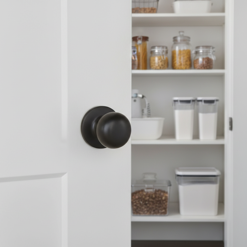 Designers Impressions Bedford Dummy Mushroom Door Knob - Black, For Closet Doors